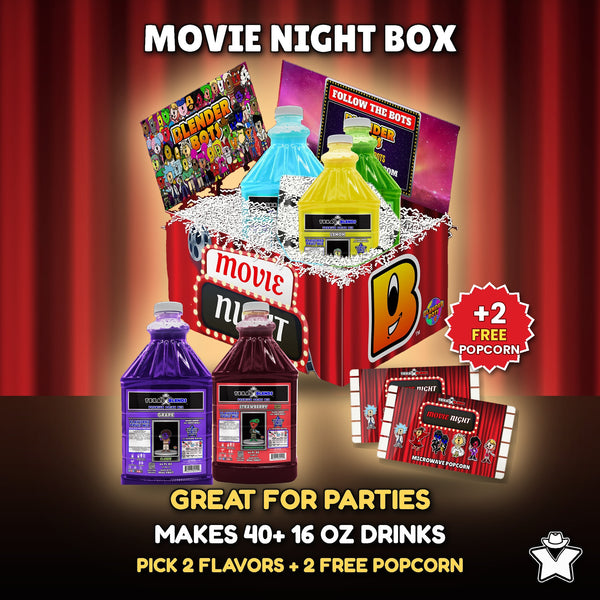 Movie Night 2-Bottle Party Pack - 2 Premium Drink Mix bottles plus 2 free popcorn